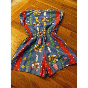 Vintage Girl's She's Got Pizazz Romper Sz 6‎ Colorful Hearts Flowers 80s/90s USA